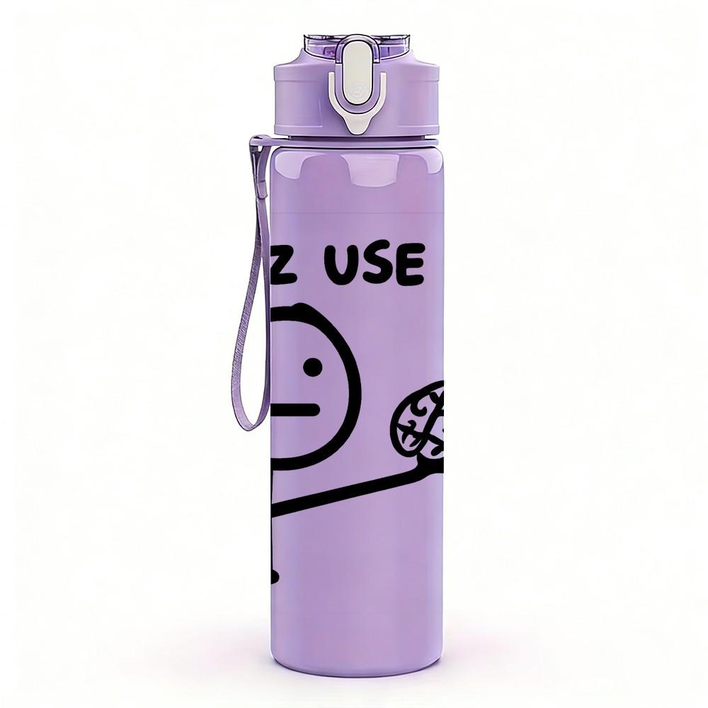 1PC Please Use It Brain Meme Graphic 750ml Color Plastic Sports Water Bottle Leakproof Flip Straw Lid Suitable for Sports Office Home Use
