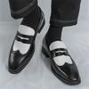 New Men's Pointed White Black Mixed Dress Casual Shoes Male Slip On Penny Loafers Wedding Dress Business Homecoming Footwear