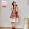 Girls' Summer Retro Plaid Vest Dress