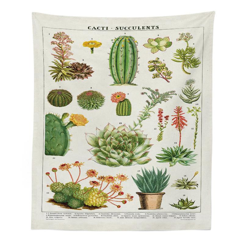 Botanická květinová tapiserie, nástěnná závěsná květina, saguaro, hippie tapiserie, boho tapiserie, nástěnný koberec, psychedelická bytová dekorace