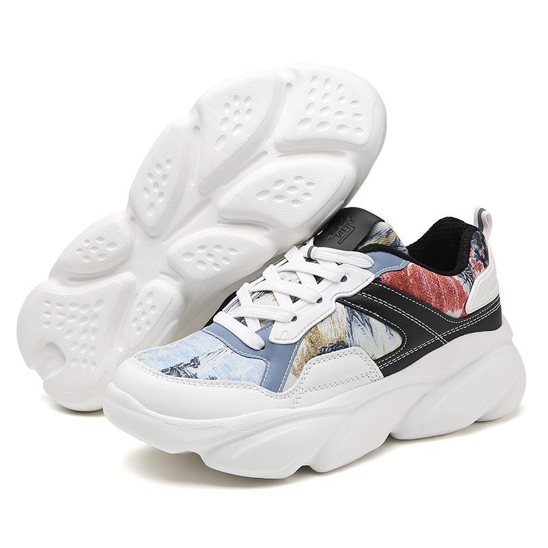 

Large size casual leopard print color matching fly-woven sports shoes flat casual shoes mesh single shoes 46