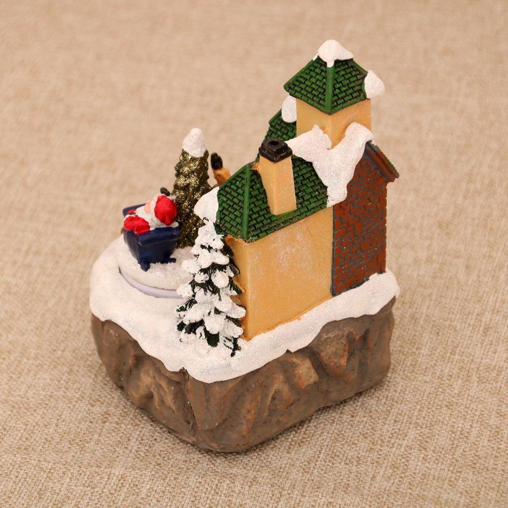 LED Fiber Optic Rotating Christmas Scene Music Box Ornament