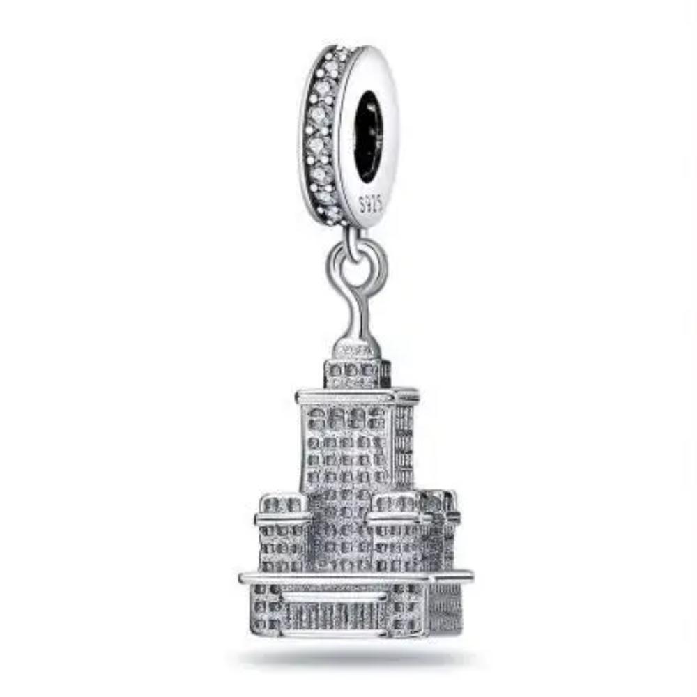 New S925 Silver Flag Balance Tower Charm Pendant for Bracelets Necklaces DIY Women Fine Jewelry Accessories