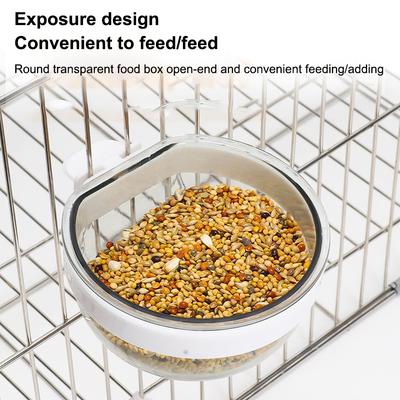 Detachable Transparent Plastic Bird Feeding Bowl Hanging Water Food Cup For Parrot Cage Pet Supplies