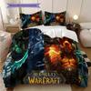 Fantasy Warriors Unite Azeroth Three-piece set (1 * duvet cover + 2 * pillowcase, without core) 2D Flat Christmas birthday gift Soft and comfortable