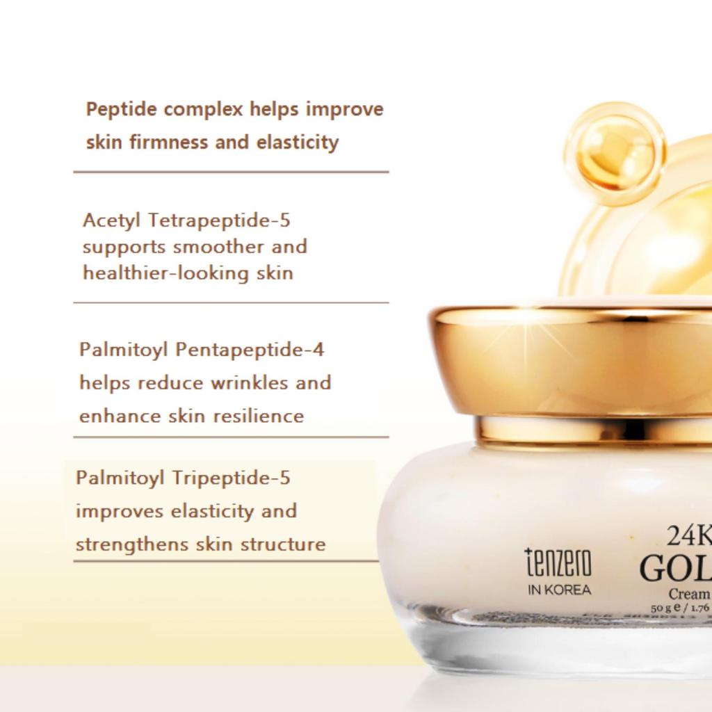 TENZERO 24K Gold Radiance Cream Intensive Firming Anti-Aging Moisturizing Face Cream Wrinkle Care Glow Booster 50g