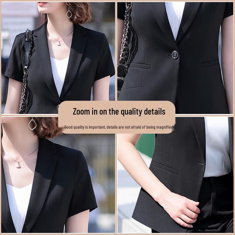 Tluoman Women's Short Sleeve Business Suit Set