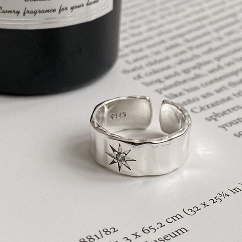 925 Sterling Silver Multi Layer Open Rings For Women Fashion Minimalist Irregular Line Cross Rings Statement Jewelry Party Gifts