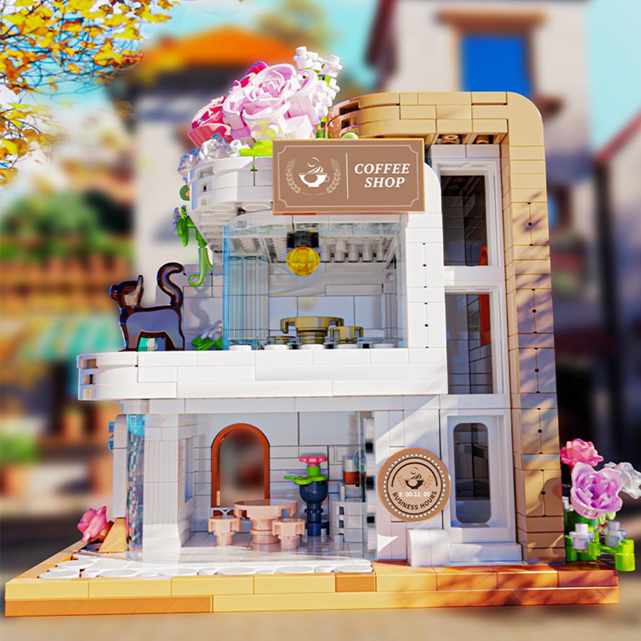 Miniature Street View Flowers House Building Blocks Mini Bricks Educational Toys DIY Ornaments Gifts Set