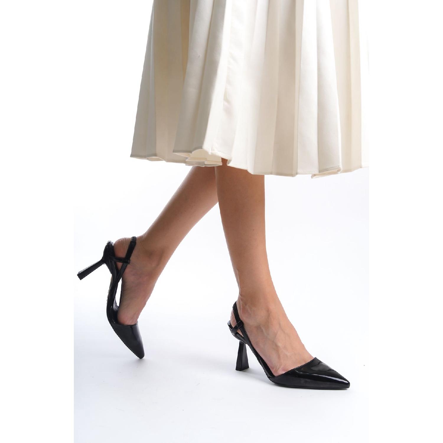 

Black Patent Leather Women s Heeled Stiletto Shoes 36