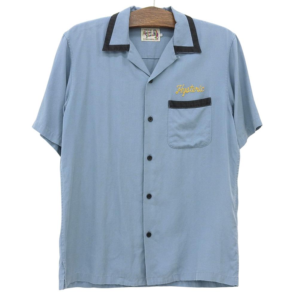 HYSTERIC GLAMOUR ENDLESS NIGHT Embroidered Bowling Shirt, Men's, Blue, Size S, 20 Stainless Steel Tops S BlueUsed