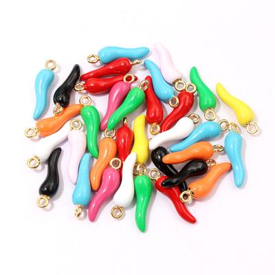 20 Stück 19x5,5mm Emaille Chili-Pfeffer Anhänger Mehrfarbig Für DIY Schmuckherstellung Ohrringe Schlüsselanhänger Anhänger Bastelzubehör