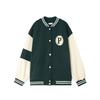 Contrast Color Baseball Uniform for Women Autumn New Retro Loose Mid-length Letter Style Long-sleeved Jacket
