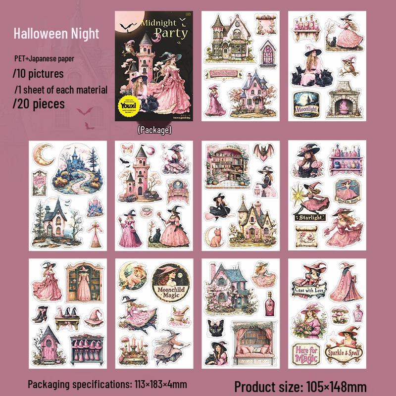 Mitternachts Gothic Party Stickerbuch: 4 Stile für Notizbücher & Dekoration