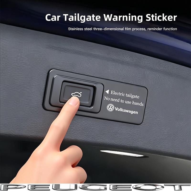 Car Trunk Switch Warning Sticker Tailgate Lifting Cover Decal For VW GTI Polo Golf Passat Jetta Tiguan Arteon CC Taigo Hub Cap