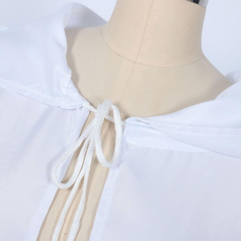 Medieval Cosplay Cloak Hospitaller Hooded Cape Medieval Cosplay  Cloak Costume White/Black Cape Halloween Cloak Costume