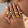 Salircon 8Pcs/Set Boho Colorful Acrylic Resin Rings for Women Exquisite Irregular Stackable Adjustable Opening Ring Jewelry Gift