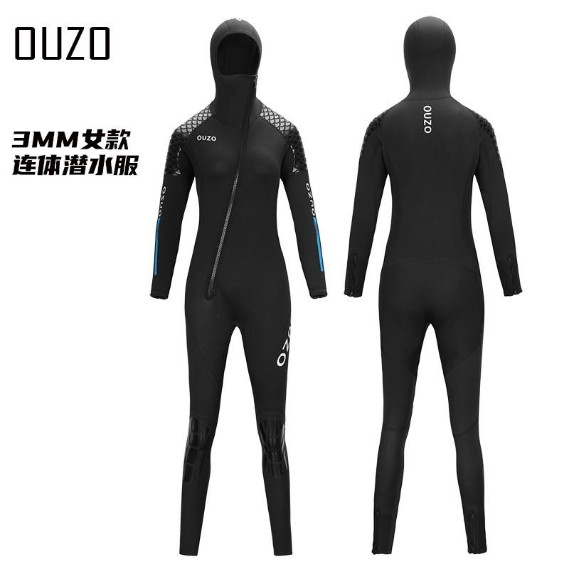 

3mm Diving Suit Men Women Hooded One-piece Thickened Cold Warm Surfing Snorkeling Swimming Wet M
