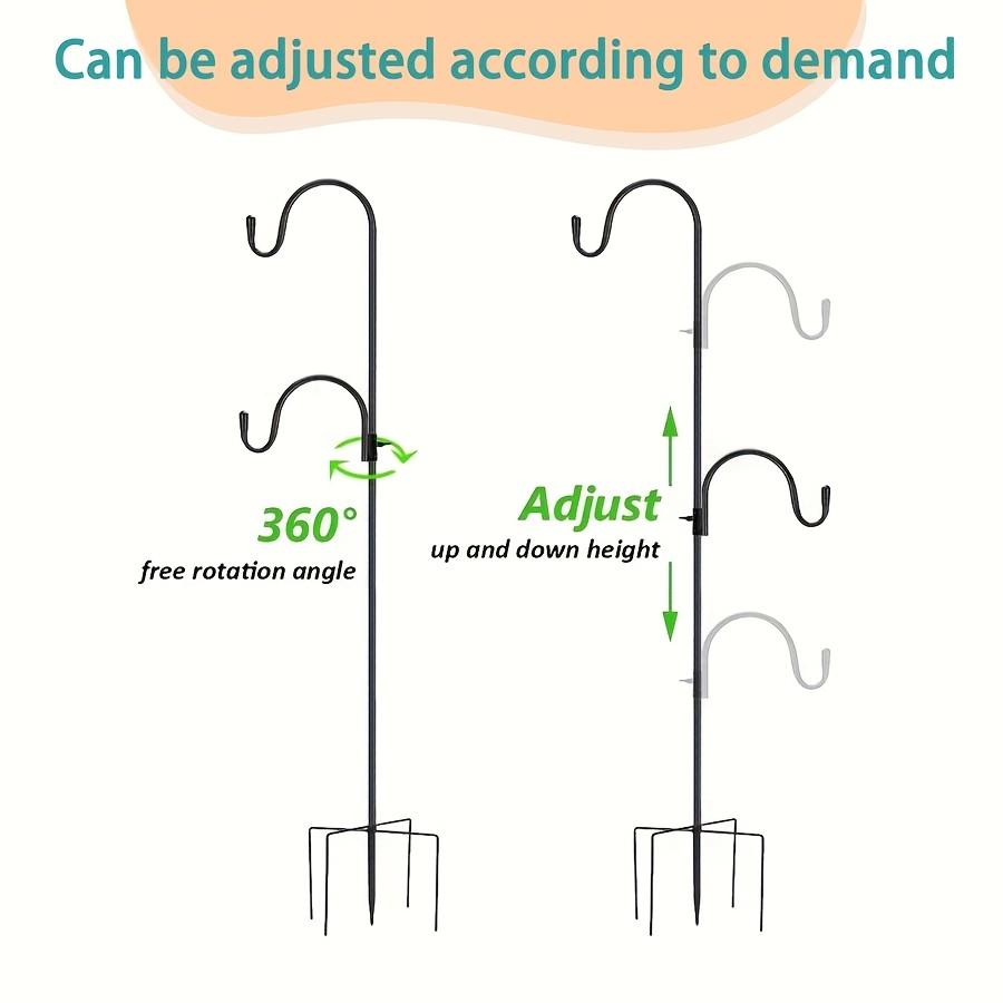[Heavy Duty] Heavy Duty Garden Shepherd Hook | 5-Prong Base | Adjustable Bird Feeder Pole, Solar Light & Plant Hanger