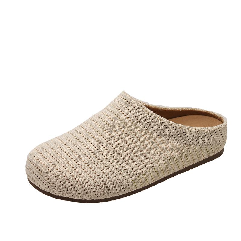 Fashion 2025 Summer Women Comfortable Casual Slip On House Slippers Ladies Hollow Out Backless Casual Loafers Walking Knit Shoes