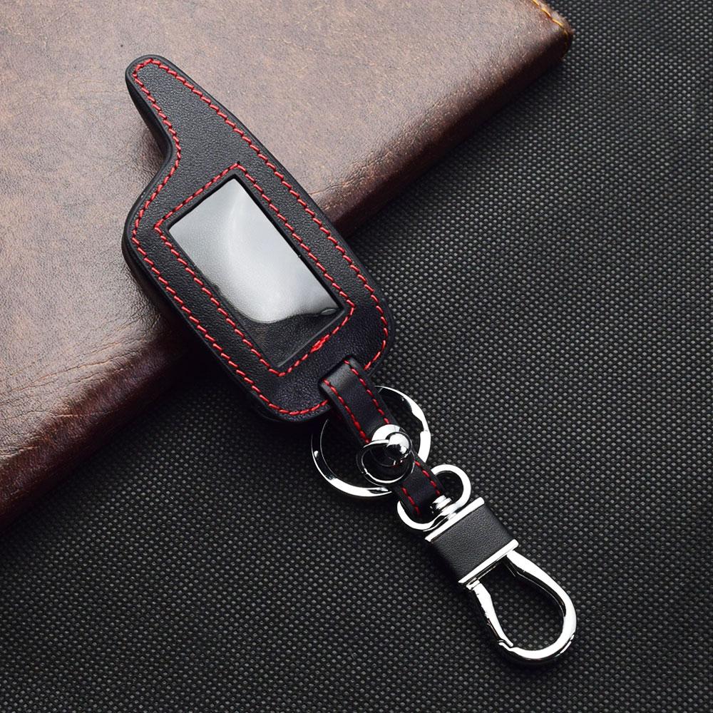 Leather Car Key Cover Bag For Scher-Khan Logicar 1/2/3/4/3i/4i/5i/6i Two Way Car Alarm System LCD Remote Control Fobs Shell Protector Case