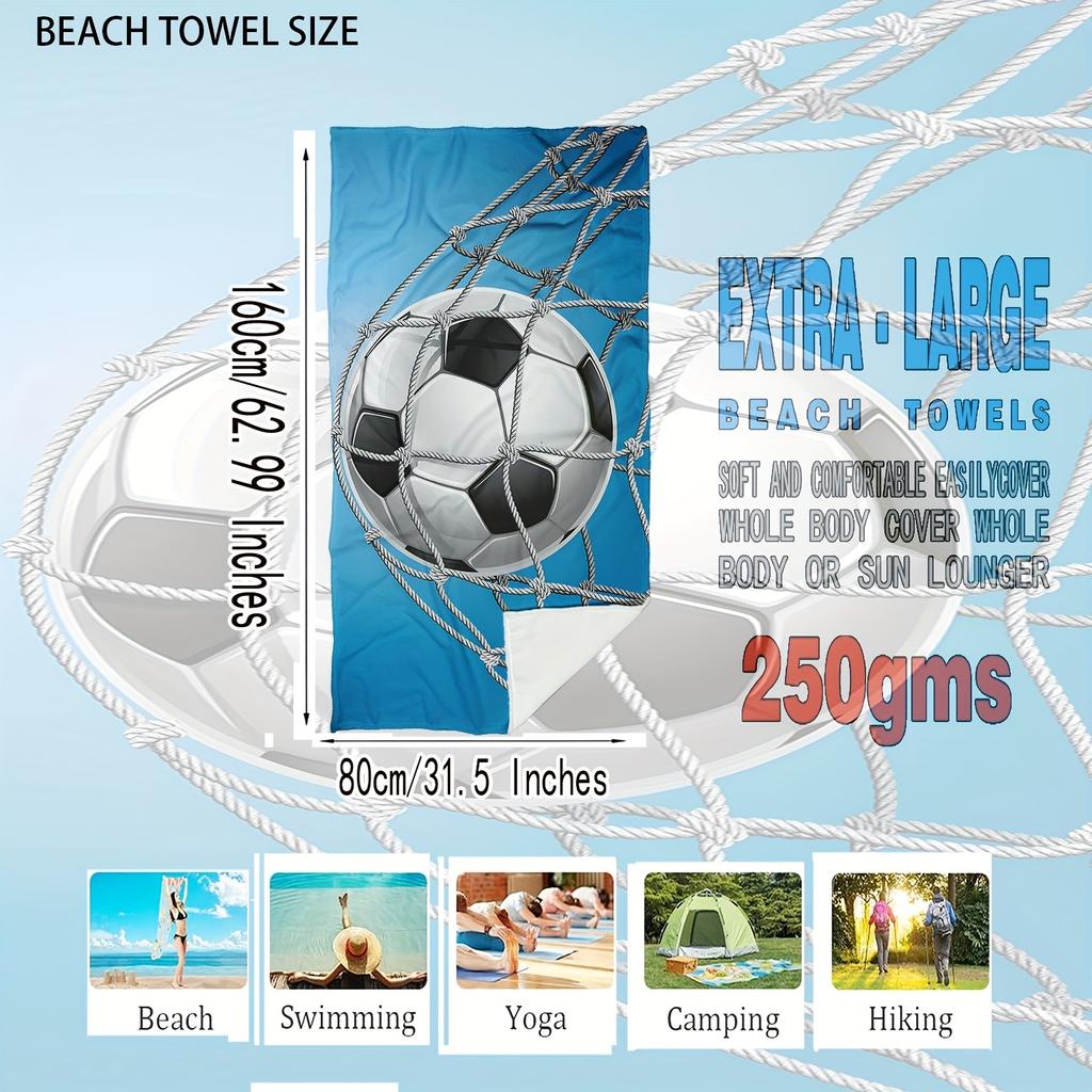 Football Pattern Printed Beach Towel Summer Beach Towel, Grass Pad, Yoga Pad, Suitable For Swimming Pool, Camping, Travel