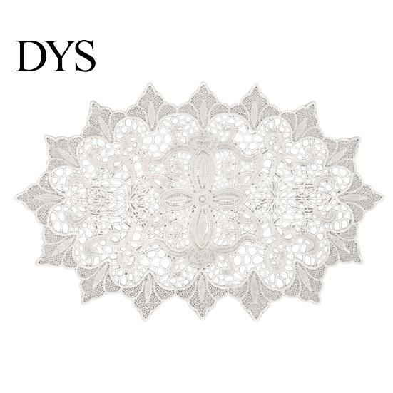 Decorative Table Covers for Weddings White Lace Doily, Elegant Retro Placemat, Embroidered Small Round Placemats Jewelry Trays Mat, Rectangular