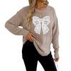 Women S Round Neck Long Sleeve Pullover Sweater Featuring Embroidered Lace Butterfly Splicing
