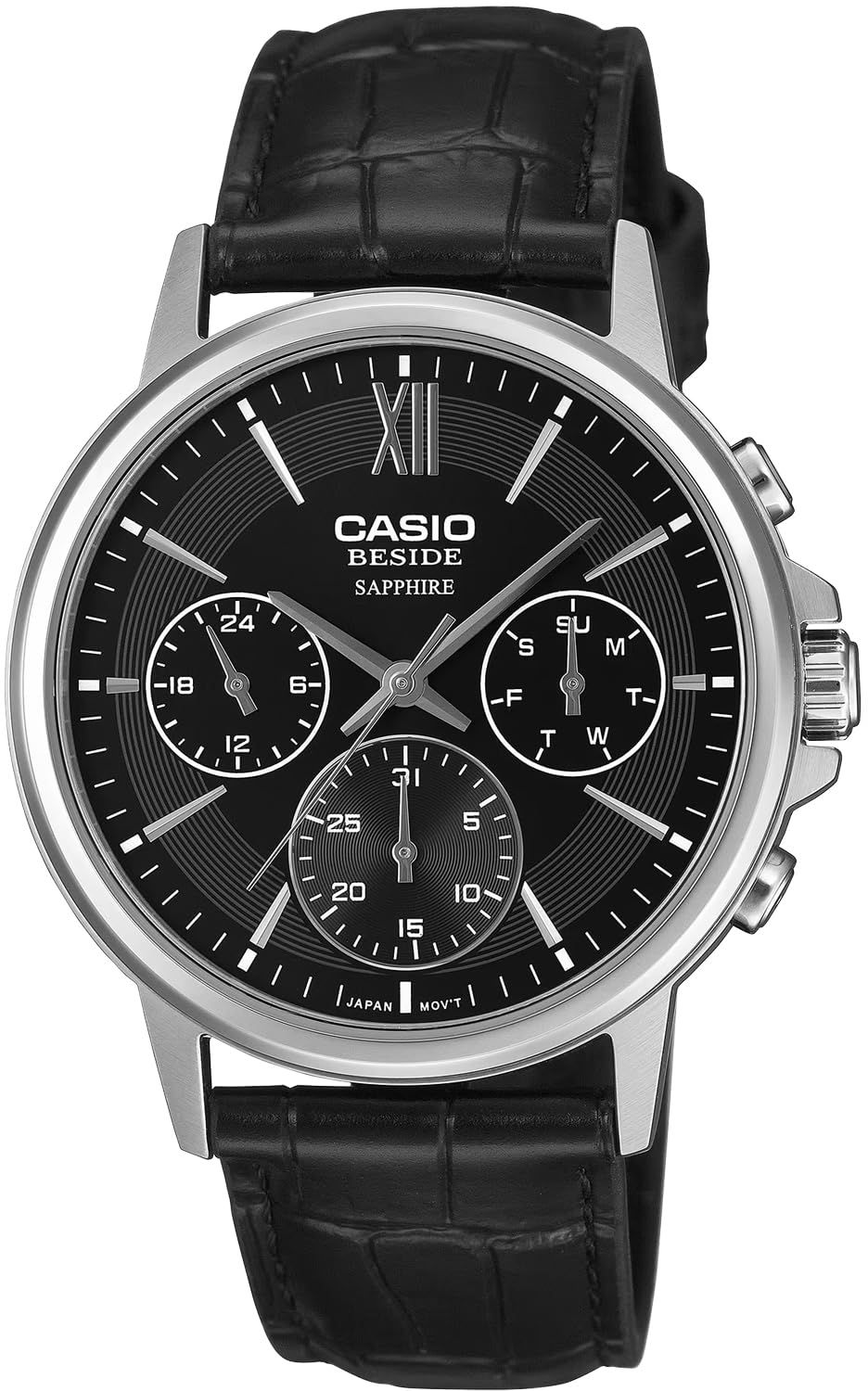 

CASIO BESIDE Quartz Sapphire Black Leather International Model [Casio] Men s Watch, Glass, BMS-300L-1AV, Band, Multi-axis, 24-hour Display, Black,