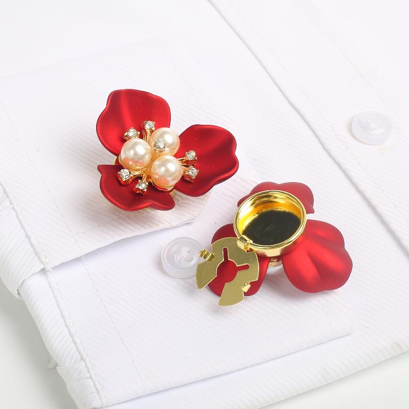 Perlenblumen-Knopfabdeckung Strassbesetzte Clips Abnehmbare Manschettenknöpfe Knopfabdeckung Für Damen Hemden Basteln DIY