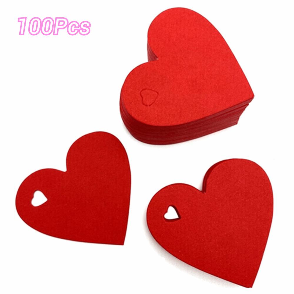 

100pcs DIY Valentine s Day Tags Heart Shape Blank Red Pink Paper Heart Shaped Cards Hanging Decoration Gift Labels 6.5x6cm червоний