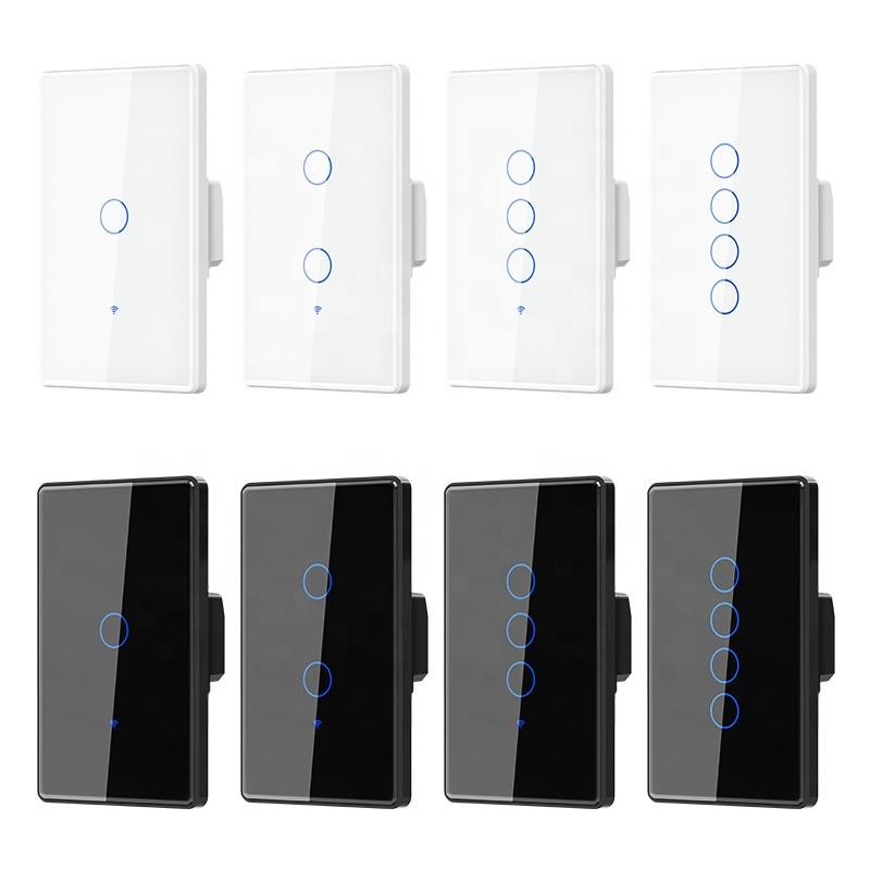 100 240V No Neutral & Neutral Wire 1/2/3/4 Gang Tuya WiFi Light Switch With RF433 Electric Wall Smart Touch Switch