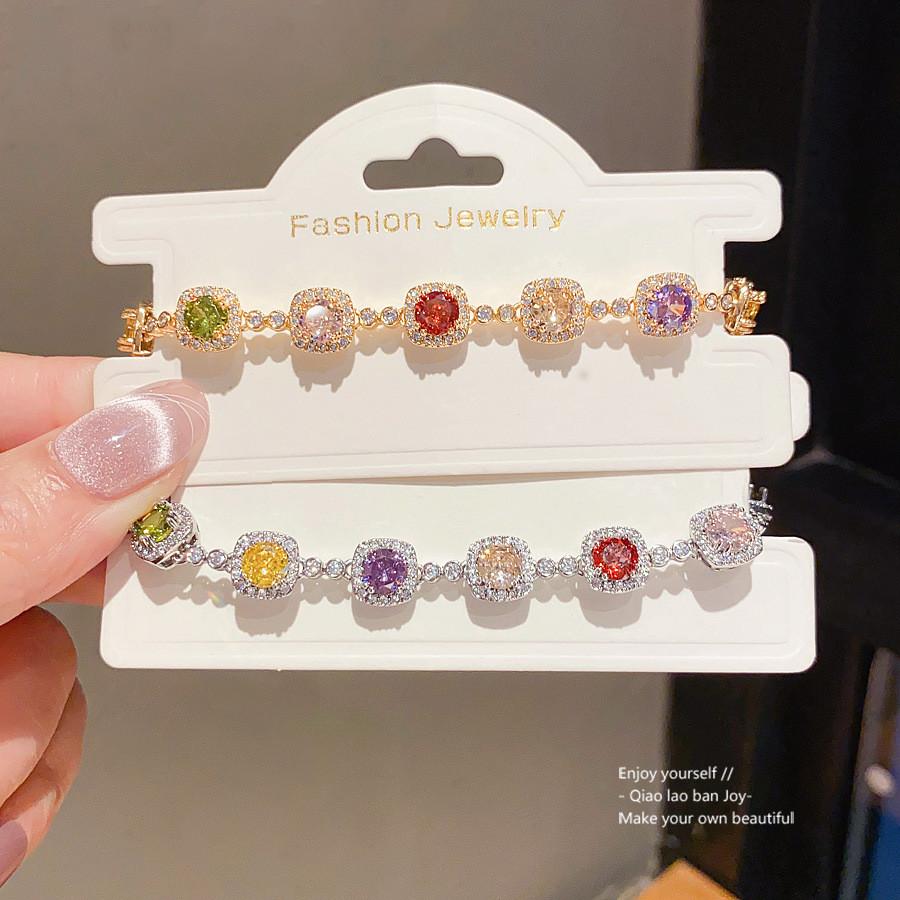 Vintage Geometric Cubic Zirconia Gold Plated Bracelet For Women Gift Ideas