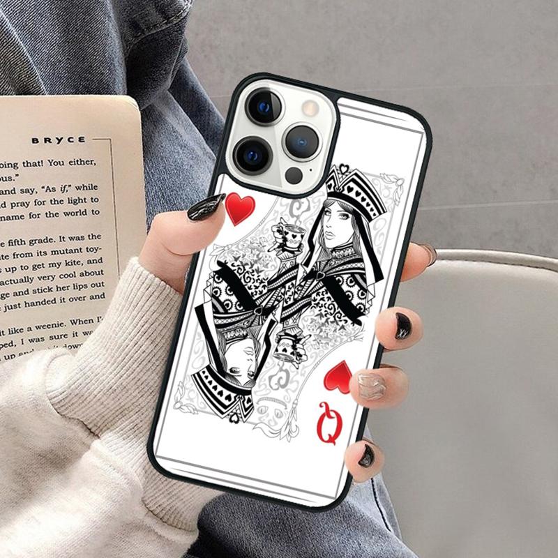 King Queen Playing Card Phone Case for iPhone 16 15 SE2020 6 7 8 Plus for Apple 13 11 12 14 Mini Pro Max Cover coque Shell