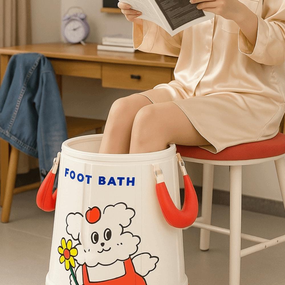 Cartoon Collapsible Foot Bath Heat Preservation Foldable Tub Portable Foot Bath  Travel Camping