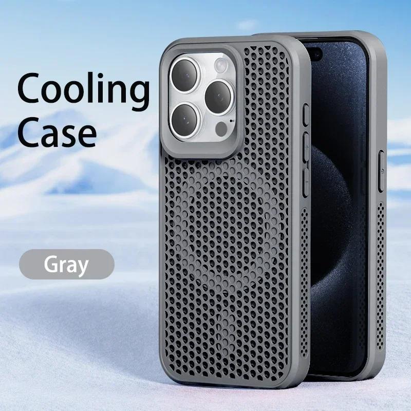 Cooling Heat Dissipation For Magsafe Magnetic Case For iPhone 17 16 14 15 13 12 11 Pro Max Mesh Breathable Grid Matte Hard Cover