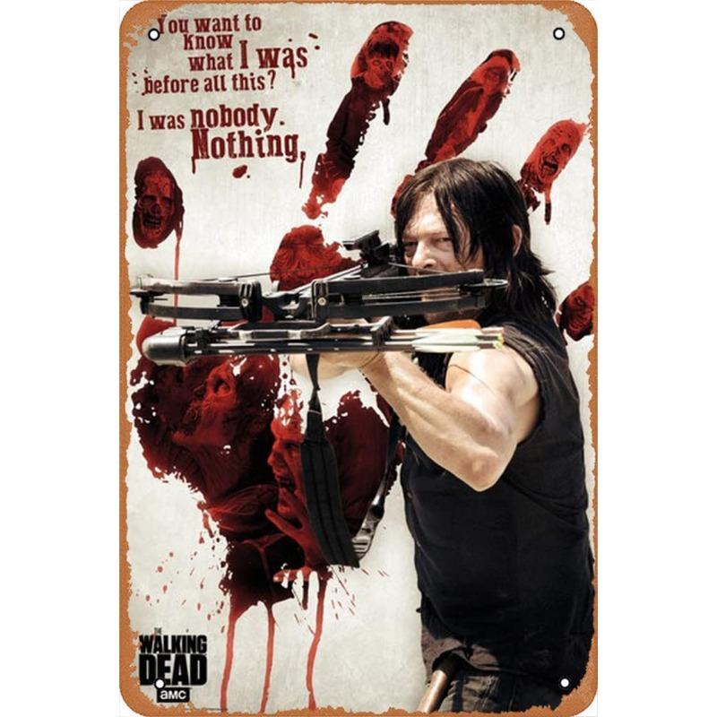 

Metal Tin Poster The Walking Dead Movie Metal Sign Plaque Poster for Bar Club Wall Decor Retro Home Vintage Wall Plate Pendant 20x30cm（7.8x11.8inch）