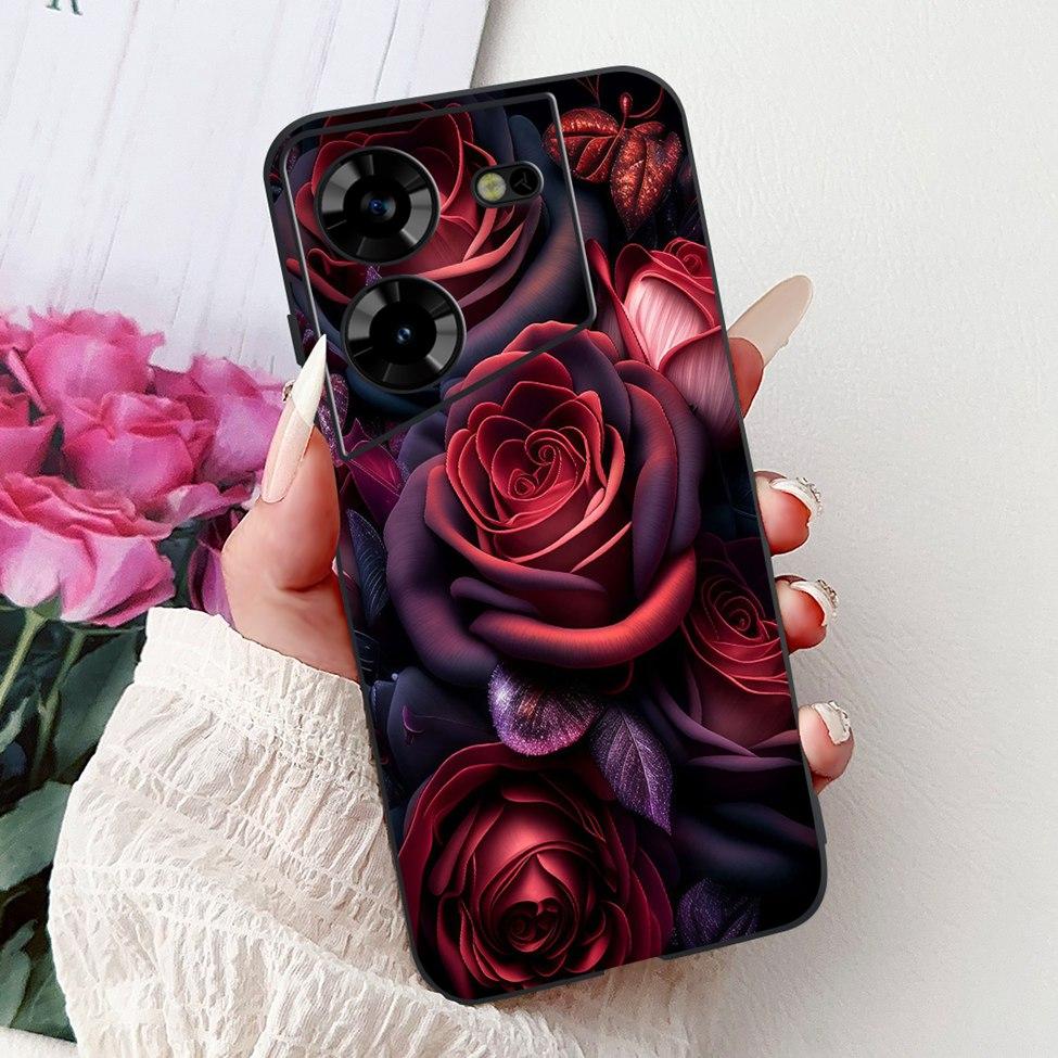 Cover For Tecno Pova 5 Case LH7n Silicone Cute Cat Fashion Flowers Luxury Painted Casing For Techno Pova 5 Phone Case Bumper