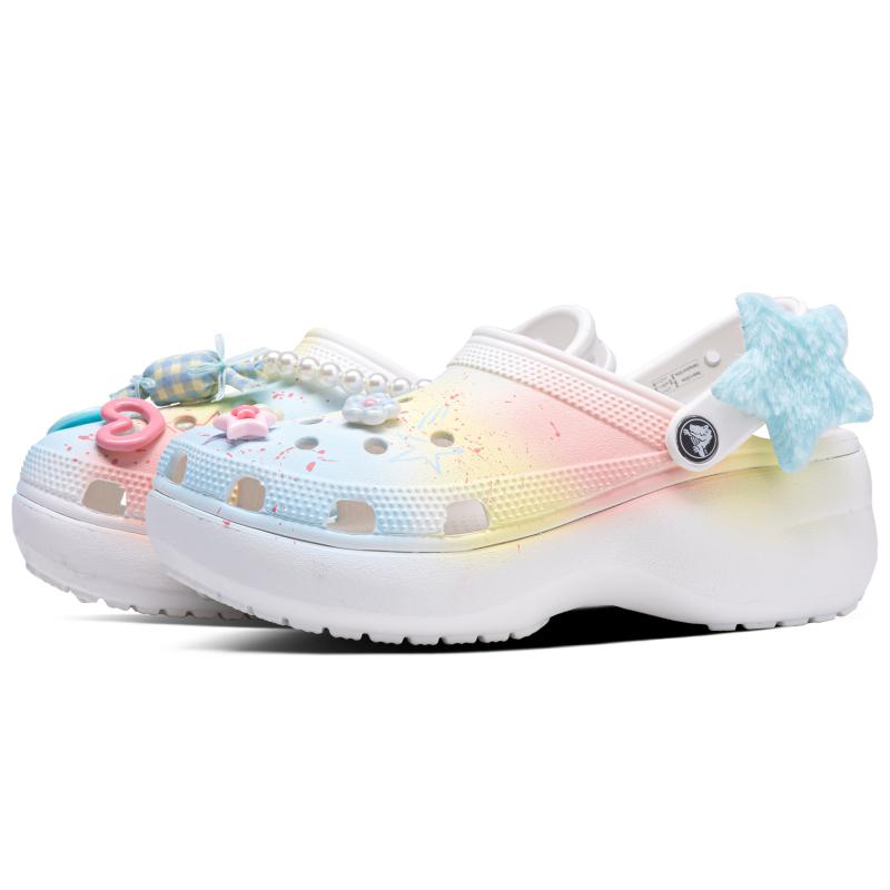 Crocs Classic Platform Clog Sweetheart Cute EVA Love Heart Dopamine One Kick Hole Shoes Women Pink Blue