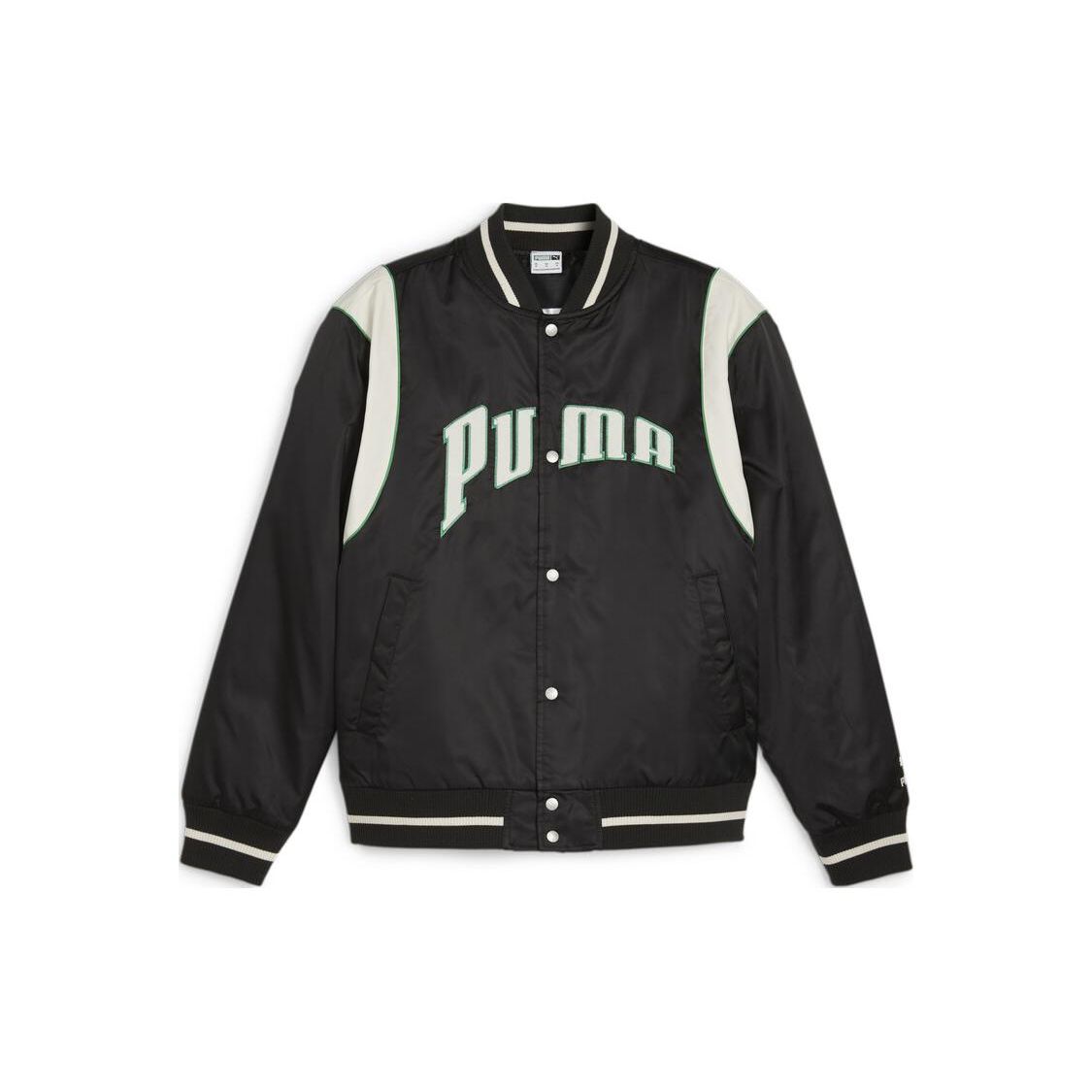 

Puma Color Block Letter Print Long Sleeve Baseball Jacket Unisex jackets Black 623691-01 S