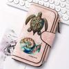 Women's Turtle Long Wallet Tri - Fold Card Holder Multi - Pocket Printed Zipper Wallet Cash ID Credit Card Organizer Gift for Family Friends Fun