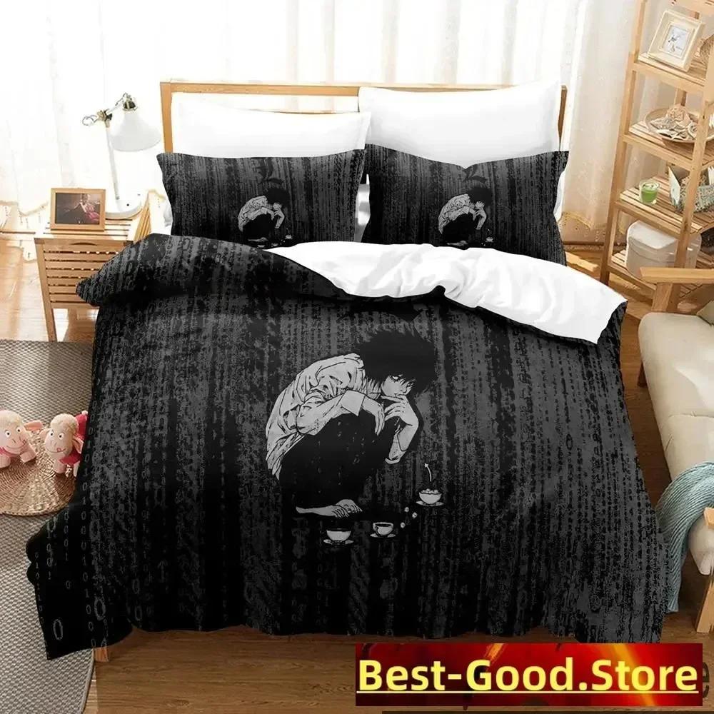3D Death Anime Note Beding Set Printed Bed Linen Set With Pilowcase Soft Duvet Cover Soft Single Double Quen Super King-Sized Dimensionsd Dimensions