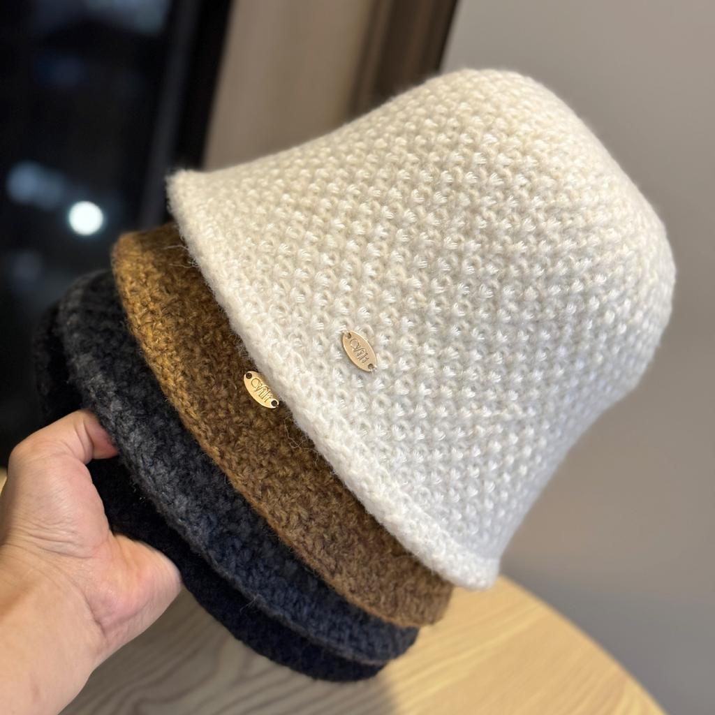 Bunter Farbverlauf Gestrickte Beckenmütze Herbst und Winter Schlichte und Vielseitige Fischerhut Wärme Ohrenschutz Temperament Eimerhut