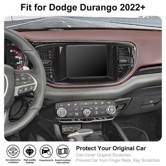 + Dodge Durango Console Dashboard Navigation Cover For 84 Inch | Carbon Fiber | Self-Adhesive | Plastic | Front