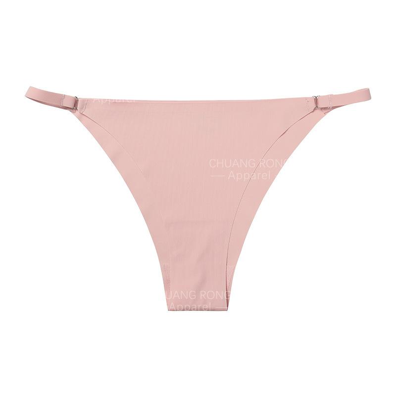 

Sexy large-size European and American thin-strap briefs, one-piece pure cotton crotch, breathable, comfortable and seamless ice silk underwear for S розовый