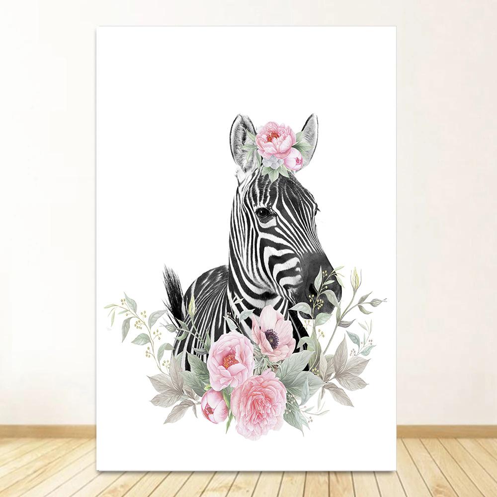 Baby Room Animal Wall Art Canvas Painting Cute Elephant Lion Giraffe Decor Poster Child Bedroom Personalised Kids Picture Decor