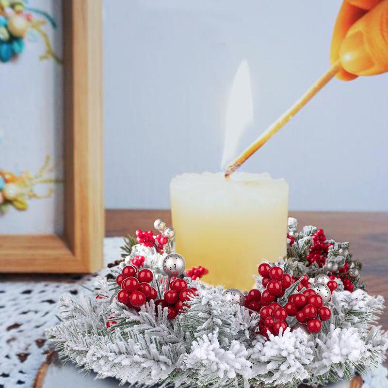 1PC Tabletop Decor Christmas Holiday Centerpiece Christmas Wreath With Candle Holder