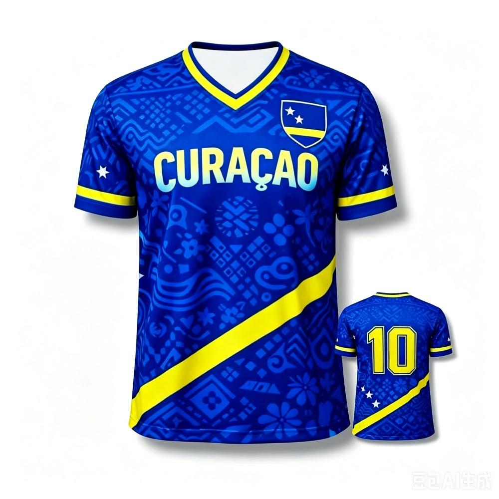 Hengyuan23 2026 Curacao Tribale Print Voetbalshirt Jersey Heren Dames Sport T-shirt Ge&iuml;nspireerd op het Nationale Team Casual Voetbal Tops voor Fans 6XL