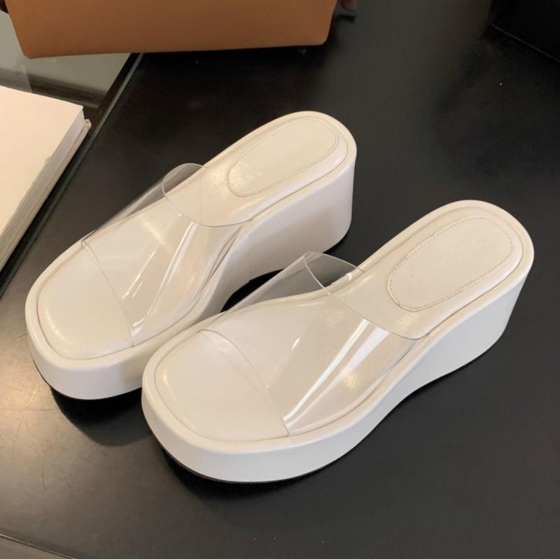 

Fashion 2025 New Summer Women s Open Toe Platform Sandals Chunky High Heel Transparent Beach Slippers Casual Daily Outdoor Slippers 35