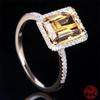 925 Sterling Silver Fashionable Square Inlaid Gemstone Ring for Women's Wedding Jewelry Gifts and Party Accessories 2025